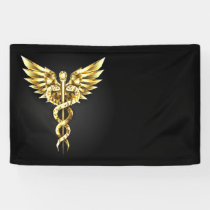 Lona Símbolo poligonal de oro Caduceus
