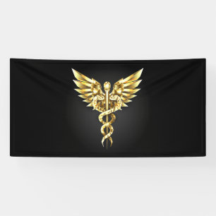 Lona Símbolo poligonal de oro Caduceus