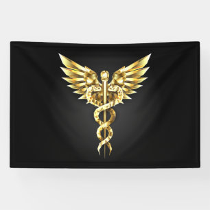 Lona Símbolo poligonal de oro Caduceus