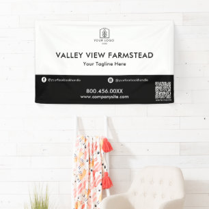 Lona Simple Black White Business Logo QR Code Business
