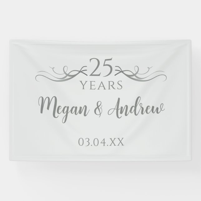 Lona Simple Custom Script 25th Wedding Anniversary (Horizontal)