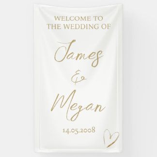 Lona Simple Elegant Gold Heart Welcome Sign