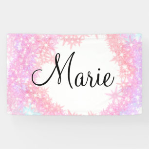 Lona simple minimal texto rosa claro añade tu nombre fe