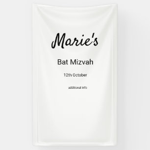 Lona simple mínimo blanco clásico edi bat mitzvah