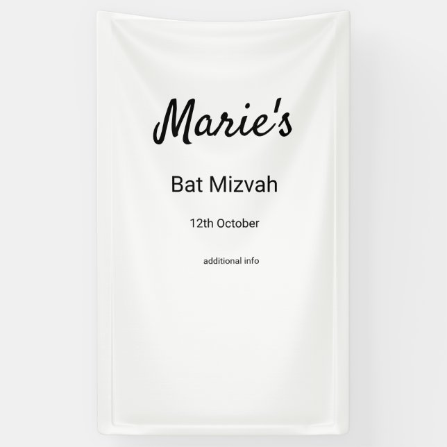 Lona simple mínimo blanco clásico edi bat mitzvah (Vertical)