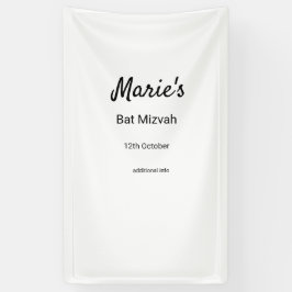 Lona simple mínimo blanco clásico edi bat mitzvah