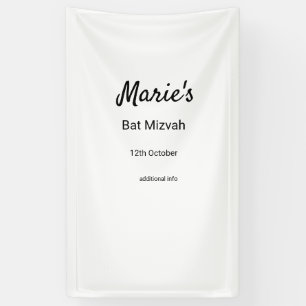 Lona simple mínimo blanco clásico edi bat mitzvah