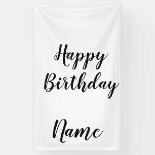 Lona simple mínimo feliz cumpleaños añadir tu nombre
