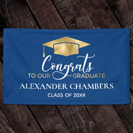 Lona Simple Modern Blue Gold Graduation Banner