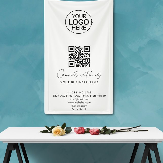 Lona Simple Script Connect With Us Logo QR Code Promo (Simple Script Connect With Us Logo QR Code Promo Banner)