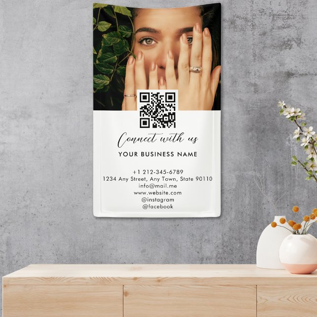 Lona Simple Script Connect With Us Photo QR Code Promo (Simple Script Connect With Us Photo QR Code Promo Banner)