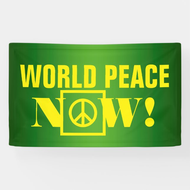 Lona Simplemente diseño de texto "WORLD PEACE NOW" (Horizontal)