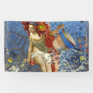 Lona Sirena Acuario Arte Azul Gótico