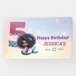 Lona Sirena afroamericana 5° cumpleaños
