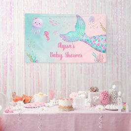Lona Sirenita rosa debajo del mar Baby Shower