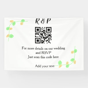 Lona sitio web de boda rsvp q r código agregar nombre t