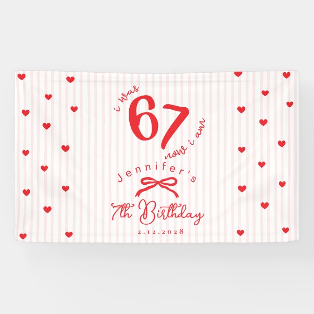 Lona Six Seven Meme Pink Red Coquette 7th Birthday (Horizontal)