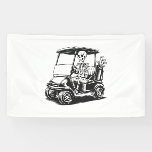 Lona Skeletal Golfer Skull Jugando Golf