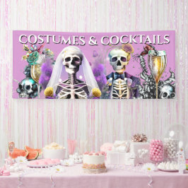 Lona Skeleton bride groom gótico boda morado