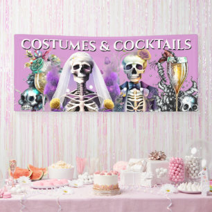 Lona Skeleton bride groom gótico boda morado