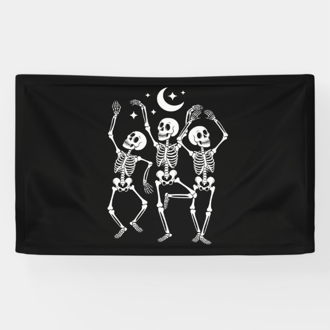 Lona Skeleton Dancing Happy Halloween Fall Skull (Horizontal)