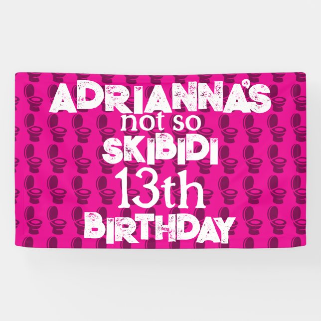 Lona Skibidi Toilet Pink Birday Party (Horizontal)