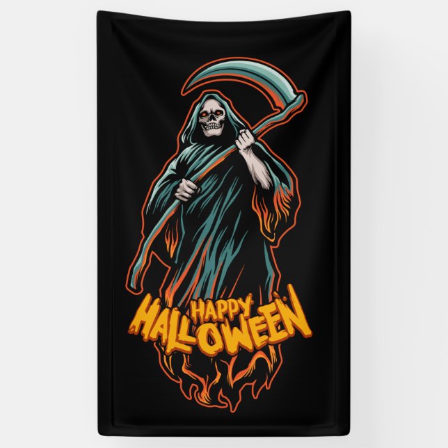 Lona Skull Grim Reaper Halloween (Vertical)
