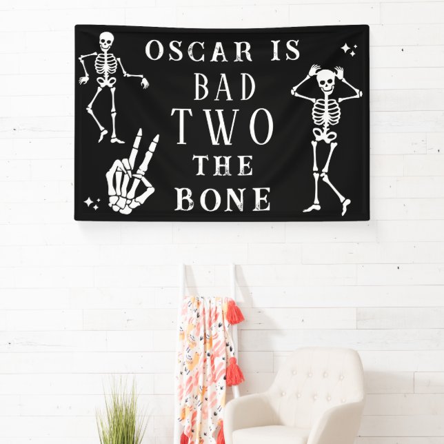Lona Skull Skeleton Bad to the Bone 2nd Birthday  (in situ)