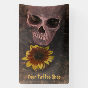 Lona Skull Yellow Sunflower Gothage Sepia Sketch