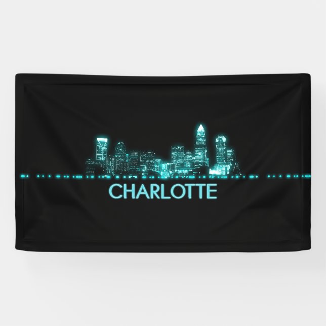 Lona Skyline de Charlotte (Horizontal)