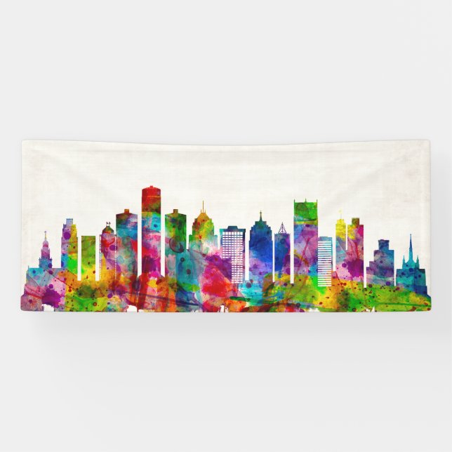 Lona Skyline de Detroit Michigan (Horizontal)