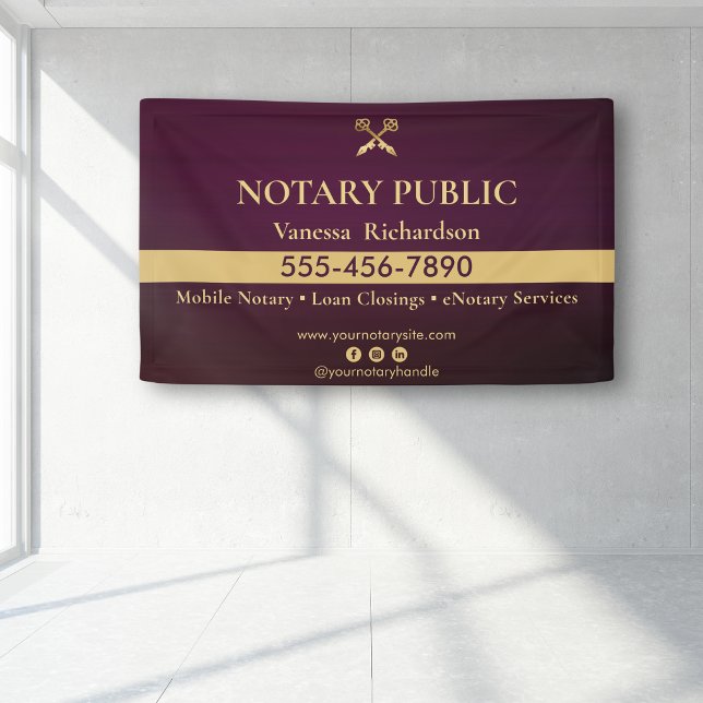 Lona Sleek Purple Gold Notary Business Marketing Event (Subido por el creador)