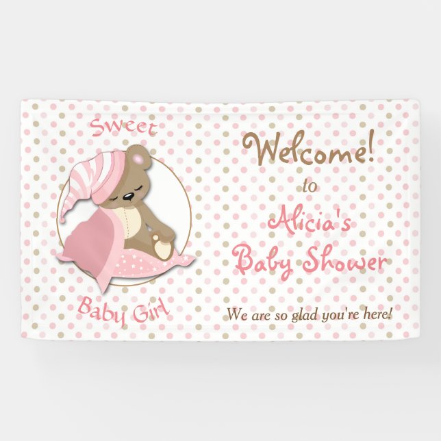 Lona Sleepy Bear Baby Girl Shower (Horizontal)