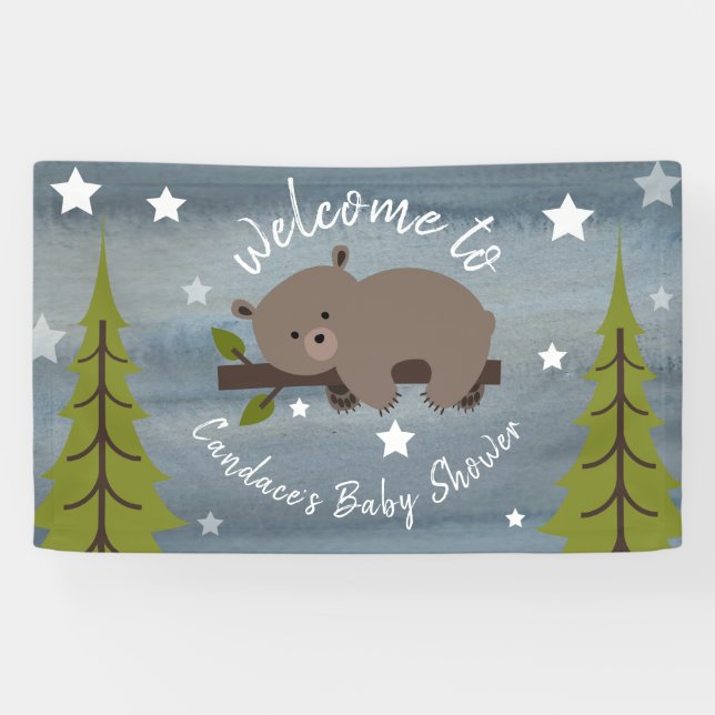 Lona Sleepy Watercolor Bear Baby Shower (Horizontal)