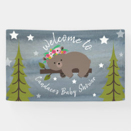 Lona Sleepy Watercolor Floral Bear Baby Shower