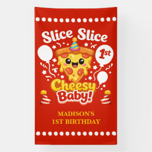 Lona Slice Slice Baby Pizza Cumpleaños Vertical 1