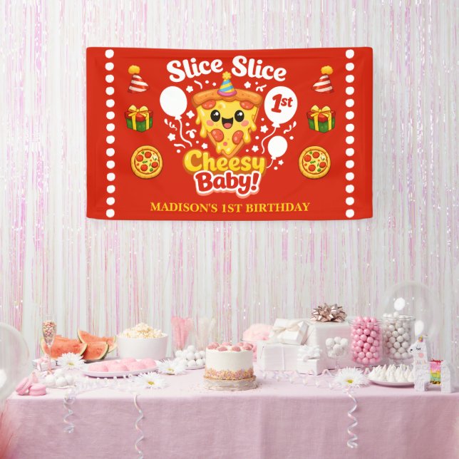 Lona Slice Slice Cheesy Baby Pizza 1st Birthday Medium (Fiesta)