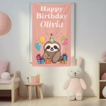 Sloth Chica Feliz cumpleaños rosa personalizado