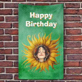 Lona Smiling Face of Girl in Happy Birthday Sunflower