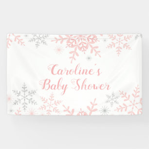 Lona Snflakes Baby Girl Shower Purpurina Rosa & Silver