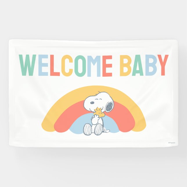 Lona Snoopy & Woodstock Rainbow Baby Shower  Banner (Horizontal)
