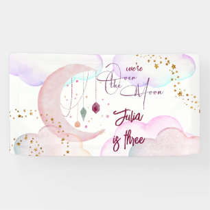 Lona Sobre la luna hermosos niños pastel cumpleaños