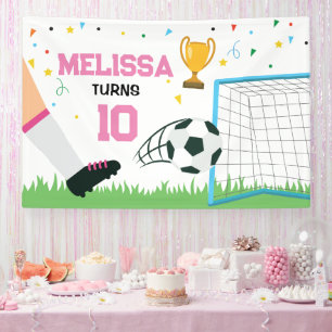 Lona Soccer girl Sport Birthday backdrop banner