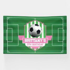 Lona Soccer Girly Birthday banner backdrop