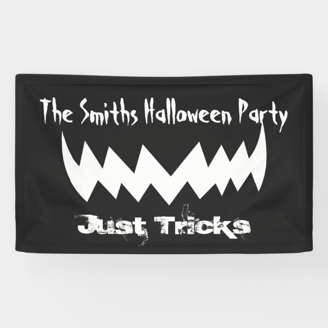 Lona Solo trucos sonrisa malvada Halloween (Horizontal)