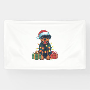 Lona Sombrero de Santa Luces de Navidad Perro Rottweile