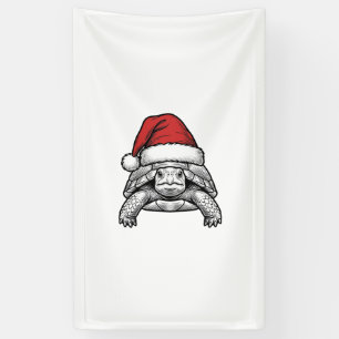 Lona Sombrero de Santa Tortuga de Navidad Diseño de Gra