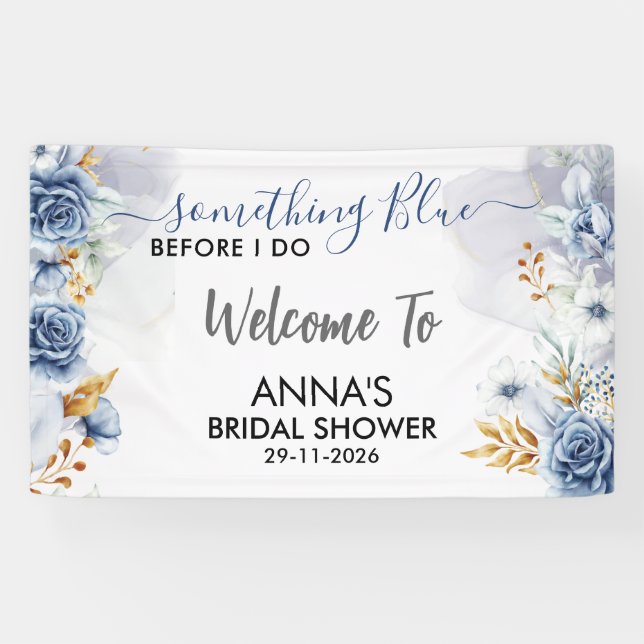 Lona Something Blue Before I Do Floral Welcome (Horizontal)