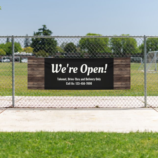 Lona Somos Open Business Rustic Wood (In situ)