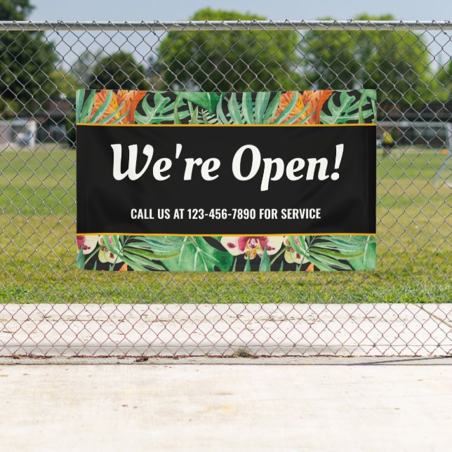 Lona Somos Open Business Tropical Floral (In situ)